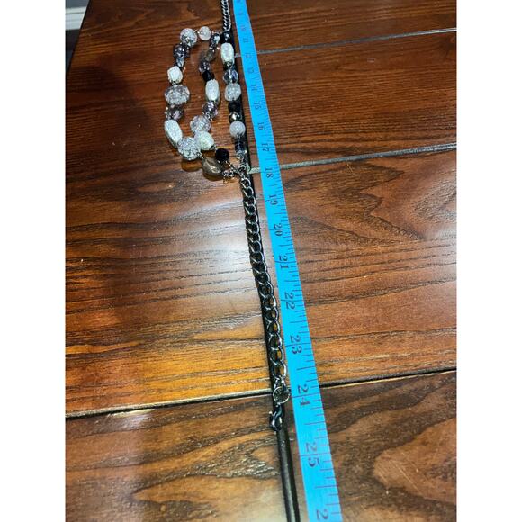 3 Tier Sparkly Silver-Tone, Gray & Clear Beaded Chain 24.5" Necklace! - Picture 11 of 11